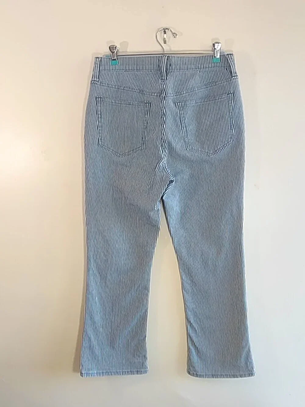 J. Crew High-Rise Crop Flare Jeans Size 28  Boho  Stripe Denim Indie Preppy
